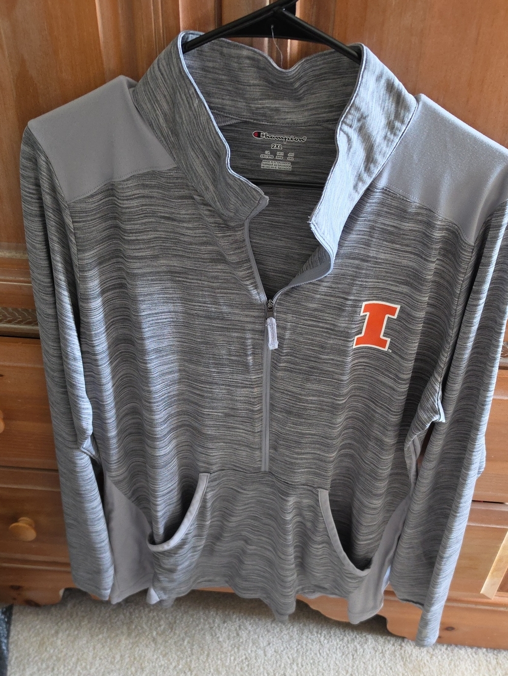 Champion Gray Half-Zip Pullover with Orange 'I' Logo